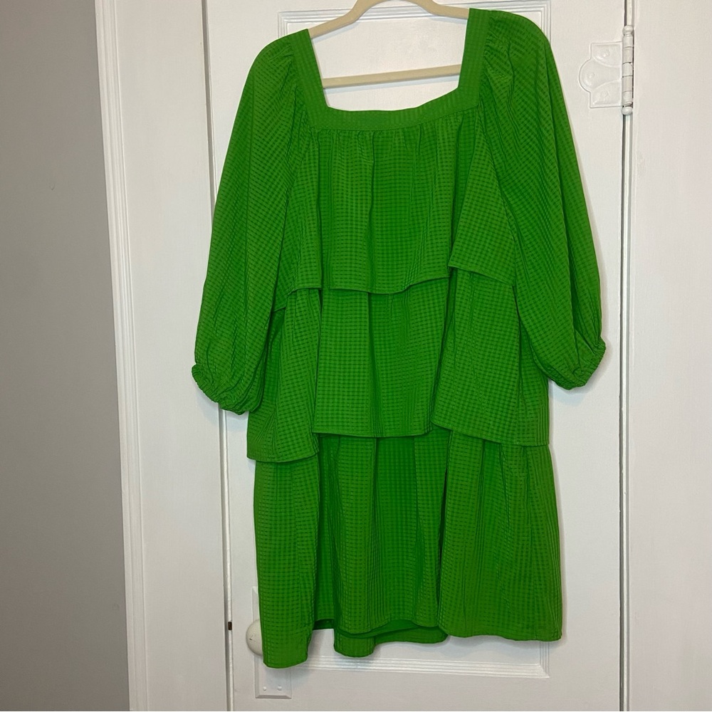Who What Wear Tiered Balloon Sleeve Square Neck Mini Dress Size Medium - Picture 5 of 12